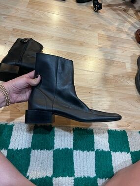 Zara Black Leather Ankle Boots